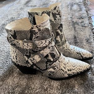 Croc print ankle boot